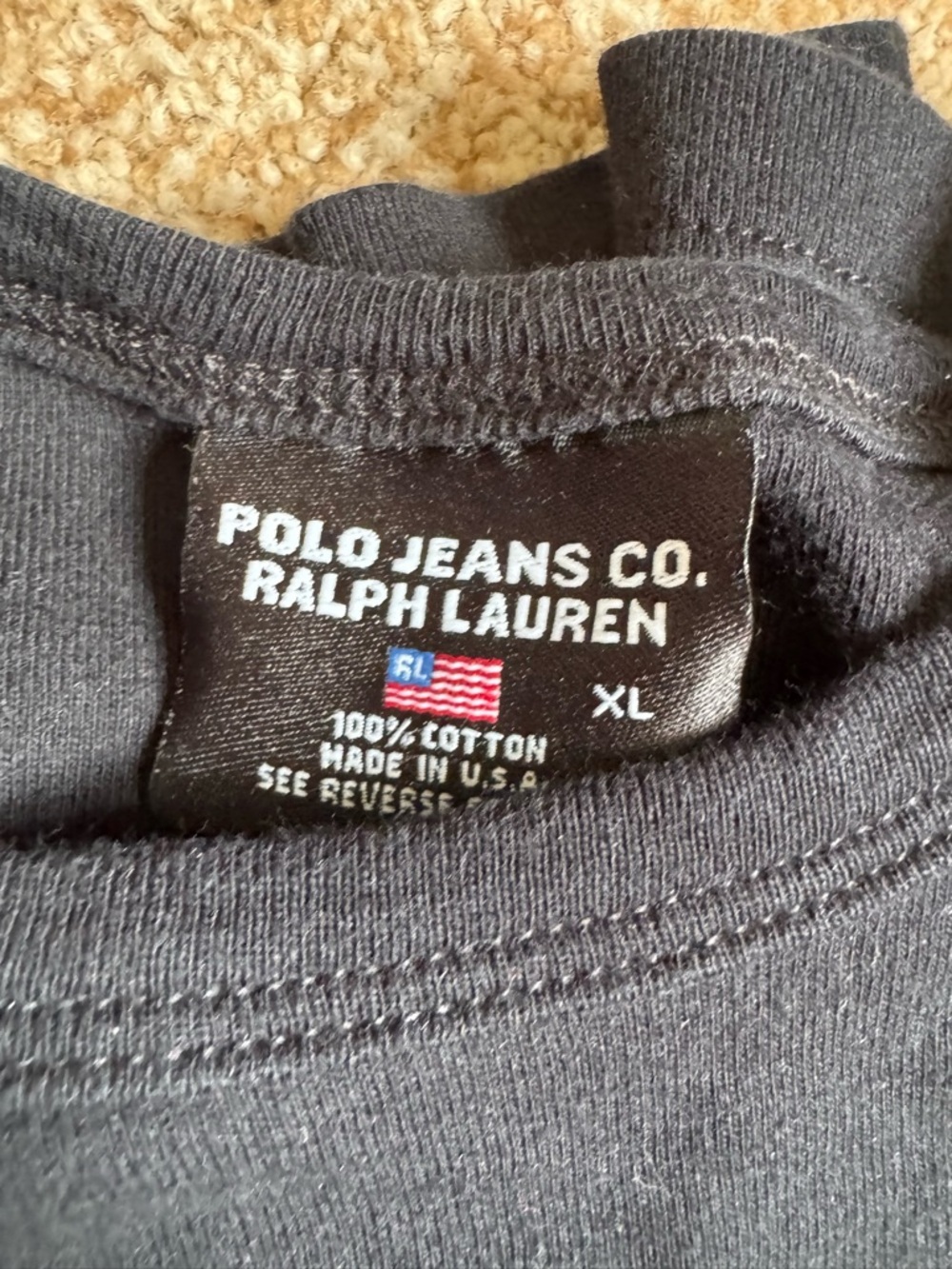 Polo Jeans Co Women’s Vintage Black Rhinestone Flag RL Ralph Lauren design black - Picture 6 of 7